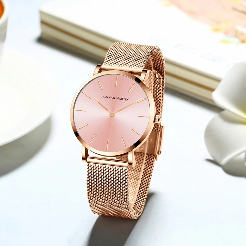 Relógio feminino marca superior movimento de quartzo 36mm ouro rosa à prova dwaterproof água moda nórdico minimalista senhoras relógios