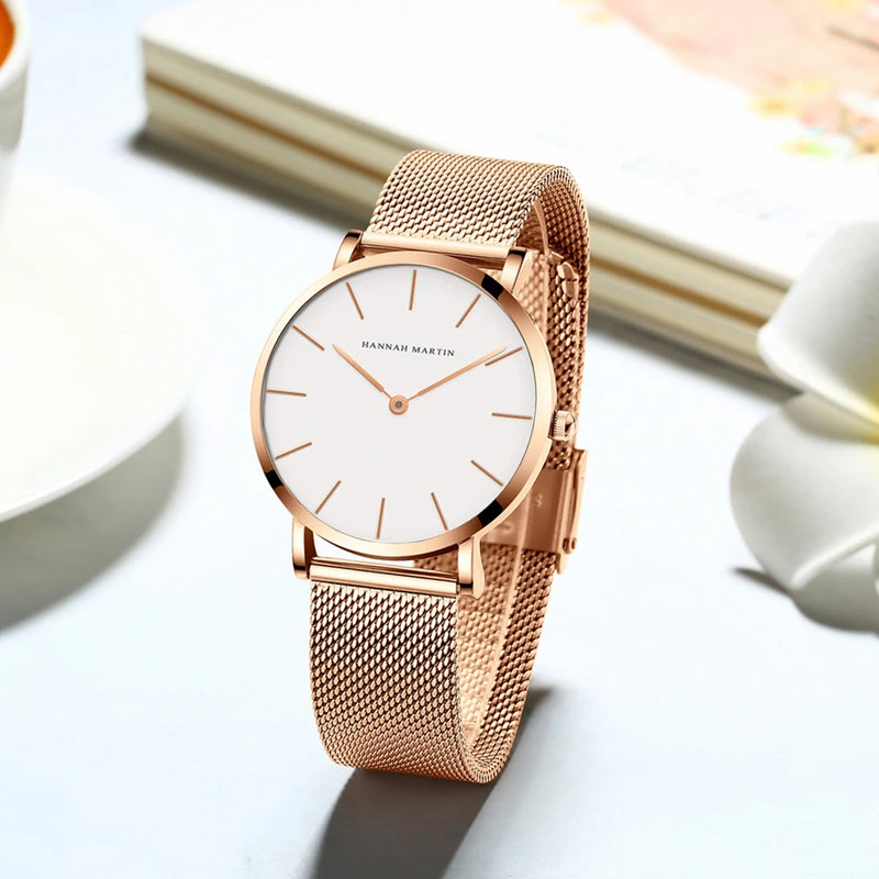 Relógio feminino marca superior movimento de quartzo 36mm ouro rosa à prova dwaterproof água moda nórdico minimalista senhoras relógios