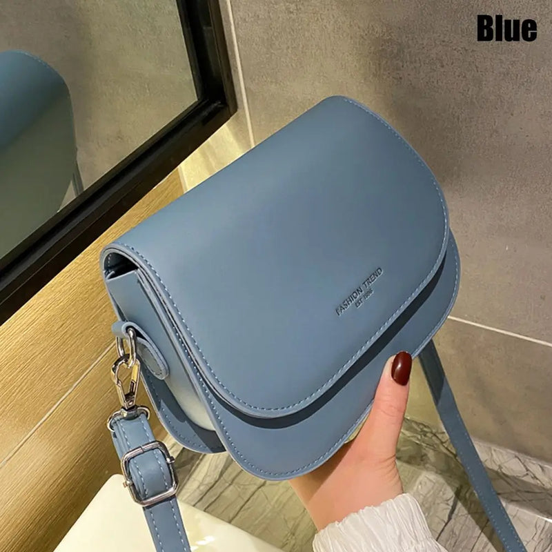 Bolsa de ombro de couro PU para mulheres, bolsa crossbody, monocromática, bolsa mensageiro com aba, bolsa elegante, bolsa simples, na moda