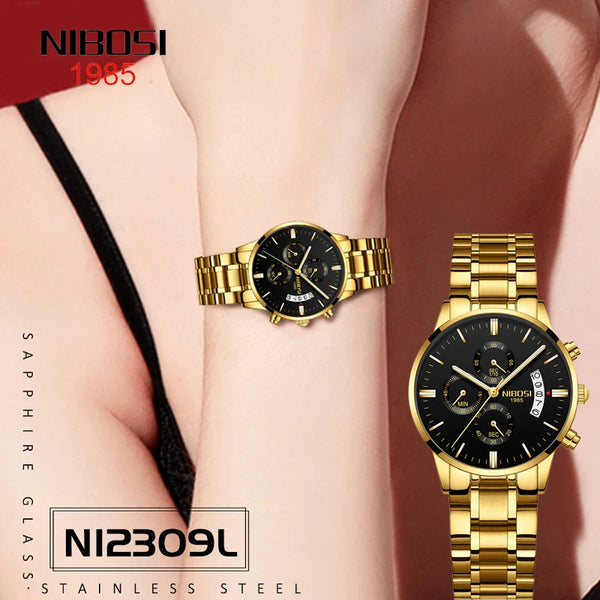 Nibosi relógio de quartzo feminino relógios senhoras aço inoxidável pulseira relógios feminino relogio feminino montre femme